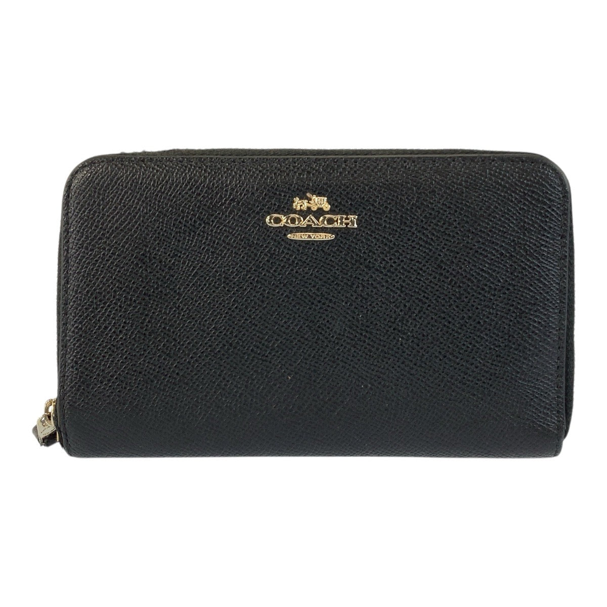 22262
COACH Black Gold Hardware Leather Folding Wallet Compact Wallet Women's AB2