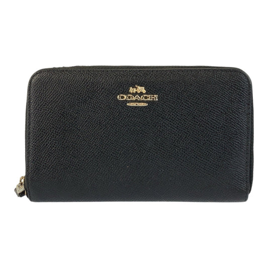 22262
COACH コーチ ブラック 黒 ゴールド金具 レザー 折財布 コンパクトウォレット レディース AB2