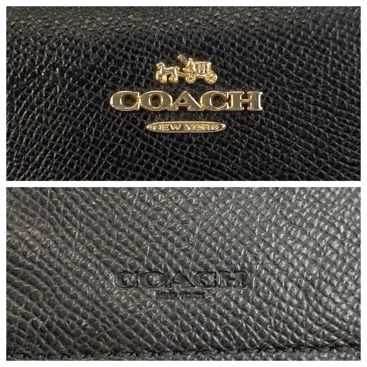 22262
COACH Black Gold Hardware Leather Folding Wallet Compact Wallet Women's AB2