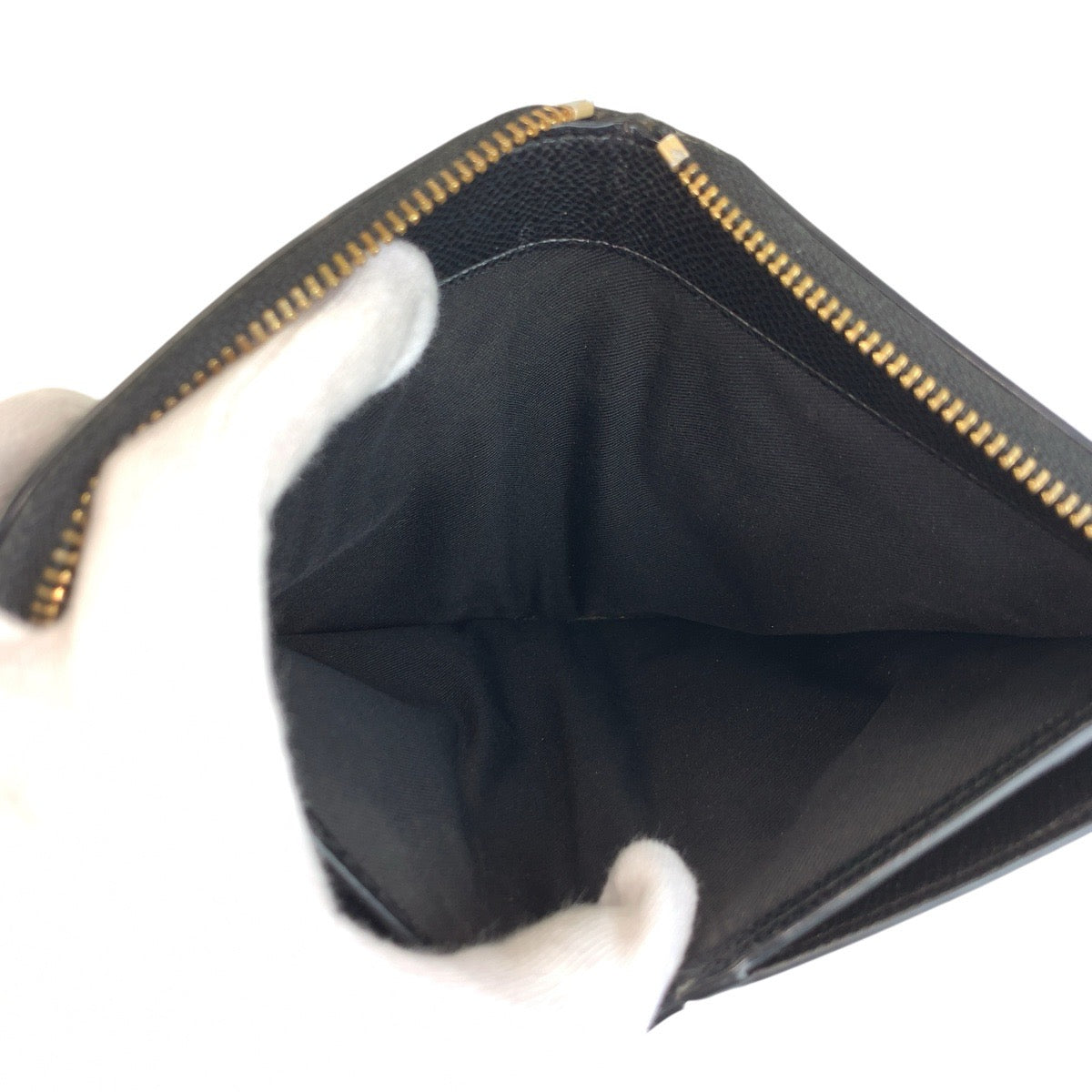 22262
COACH Black Gold Hardware Leather Folding Wallet Compact Wallet Women's AB2
