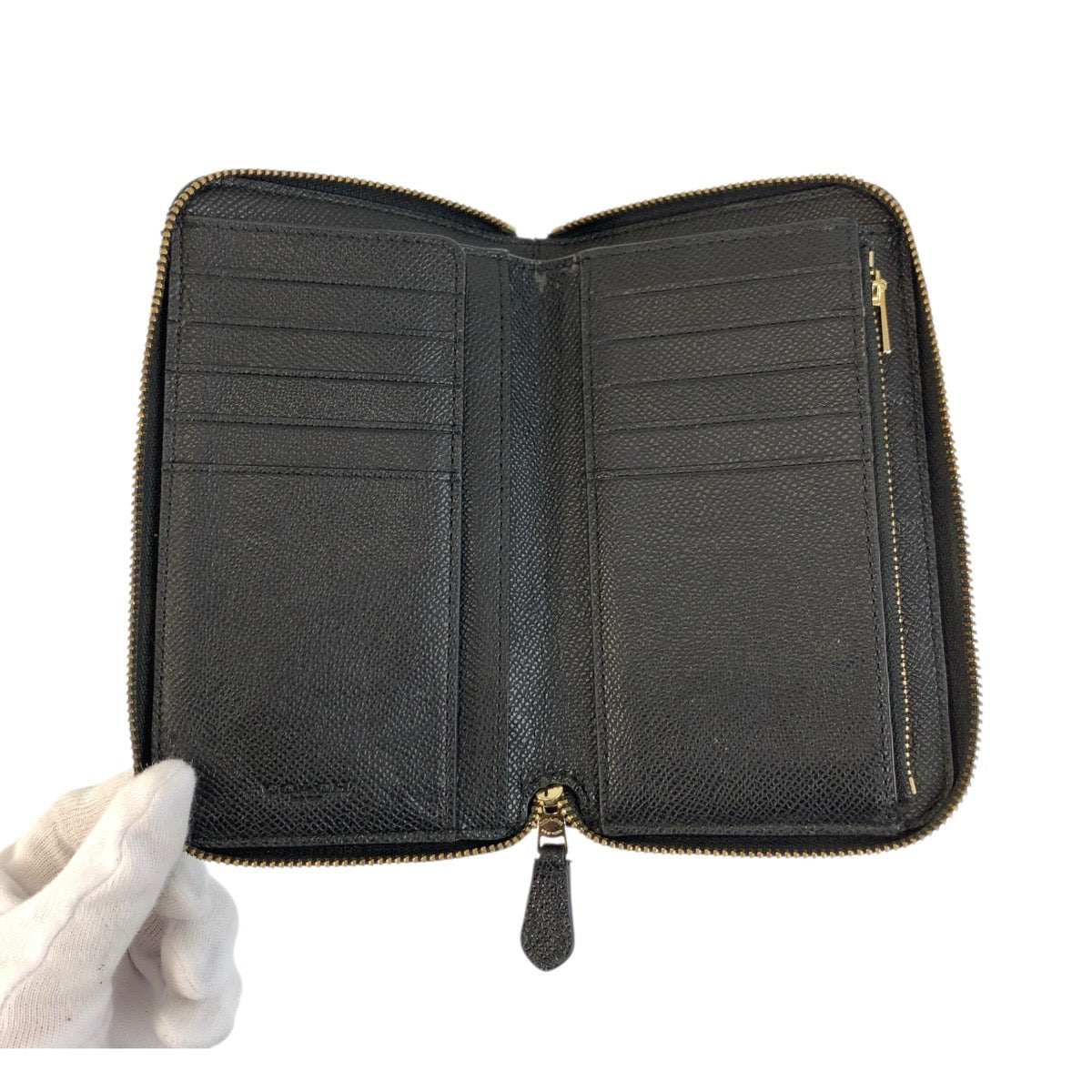 22262
COACH Black Gold Hardware Leather Folding Wallet Compact Wallet Women's AB2
