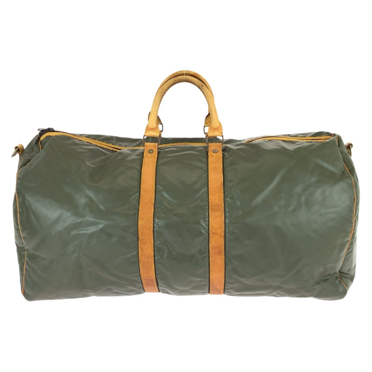 22265
HUNTING WORLD BATTUE ORIGIN Khaki Brown Gold Hardware Nylon / Leather Boston Bag Travel Bag Unisex Men's B4
