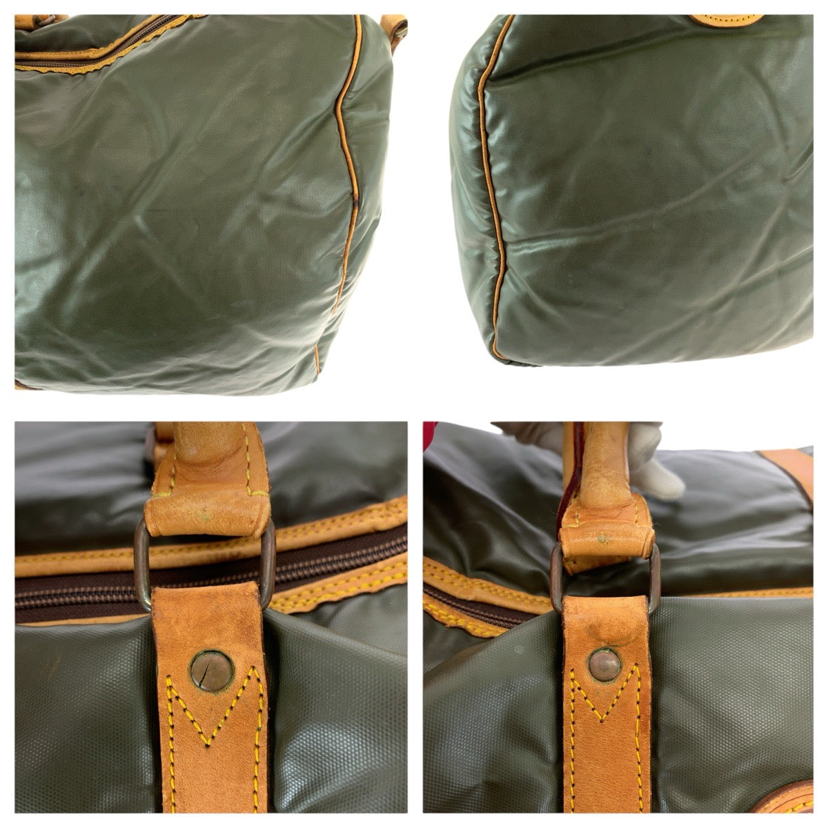 22265
HUNTING WORLD BATTUE ORIGIN Khaki Brown Gold Hardware Nylon / Leather Boston Bag Travel Bag Unisex Men's B4