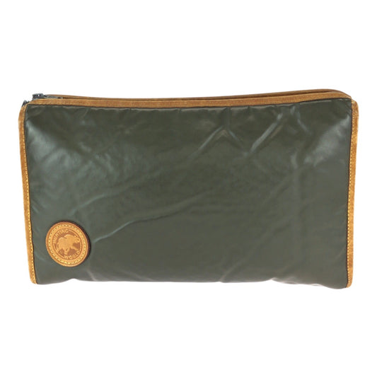 22266
HUNTING WORLD ハンティングワールド バチュークロス カーキ ベージュ ナイロン / レザー セカンドバッグ クラッチバッグ メンズ B4