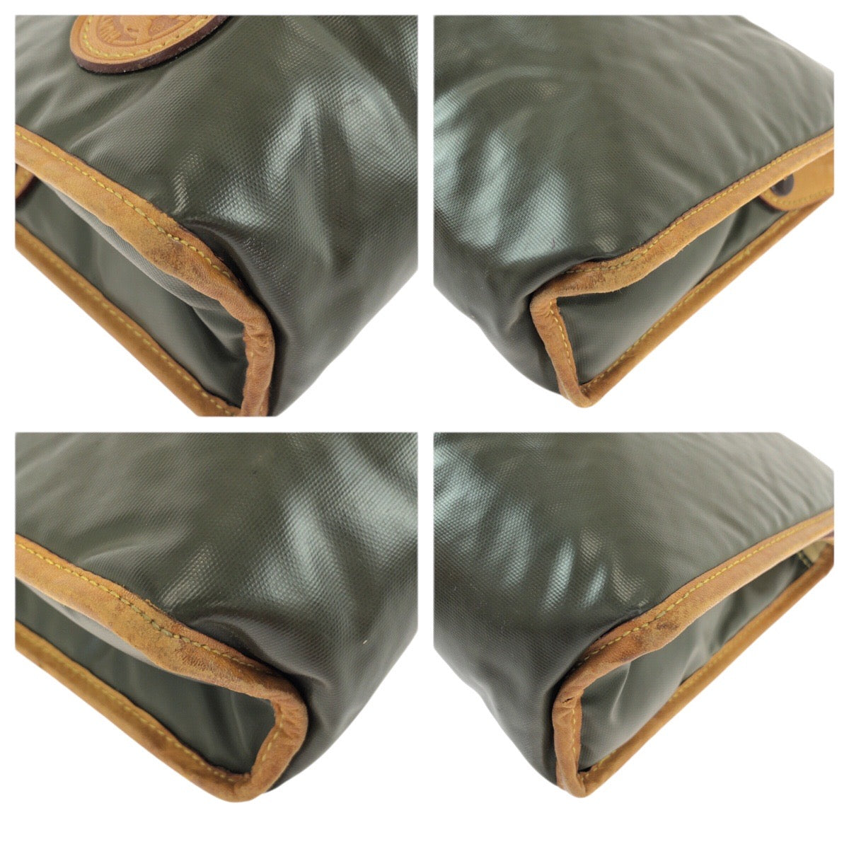 22266
HUNTING WORLD ハンティングワールド バチュークロス カーキ ベージュ ナイロン / レザー セカンドバッグ クラッチバッグ メンズ B4