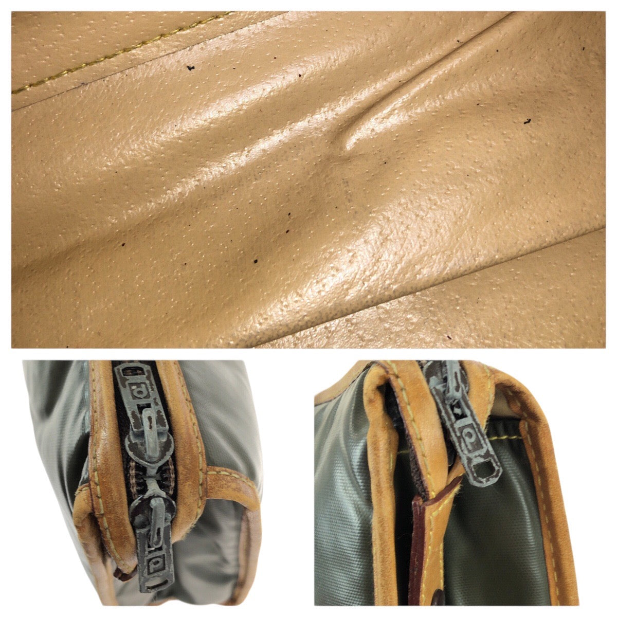 22266
HUNTING WORLD ハンティングワールド バチュークロス カーキ ベージュ ナイロン / レザー セカンドバッグ クラッチバッグ メンズ B4