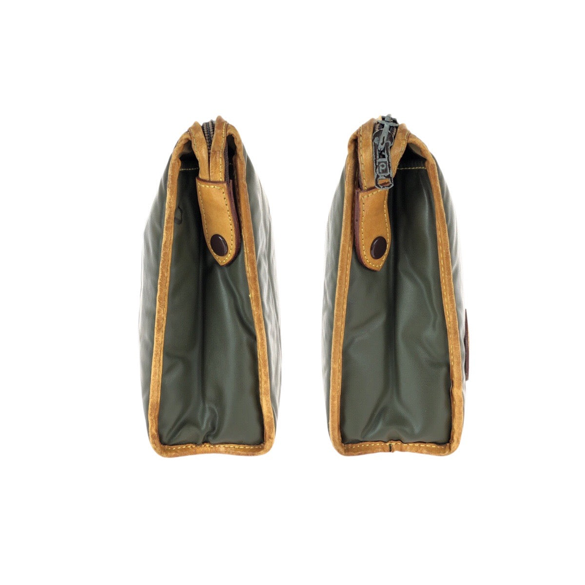 22266
HUNTING WORLD ハンティングワールド バチュークロス カーキ ベージュ ナイロン / レザー セカンドバッグ クラッチバッグ メンズ B4