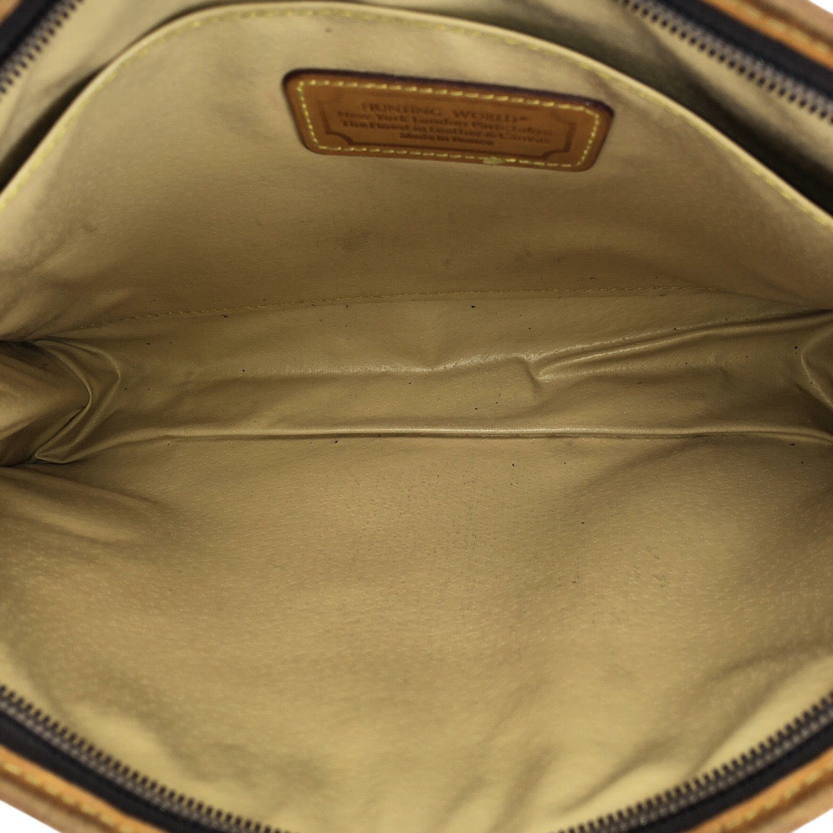 22266
HUNTING WORLD ハンティングワールド バチュークロス カーキ ベージュ ナイロン / レザー セカンドバッグ クラッチバッグ メンズ B4