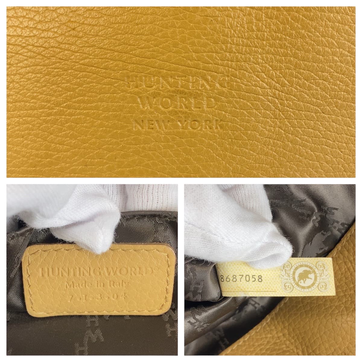 22268
HUNTING WORLD ハンティングワールド ベージュ ブラウン キャンバス / レザー トートバッグ ハンドバッグ レディース AB7