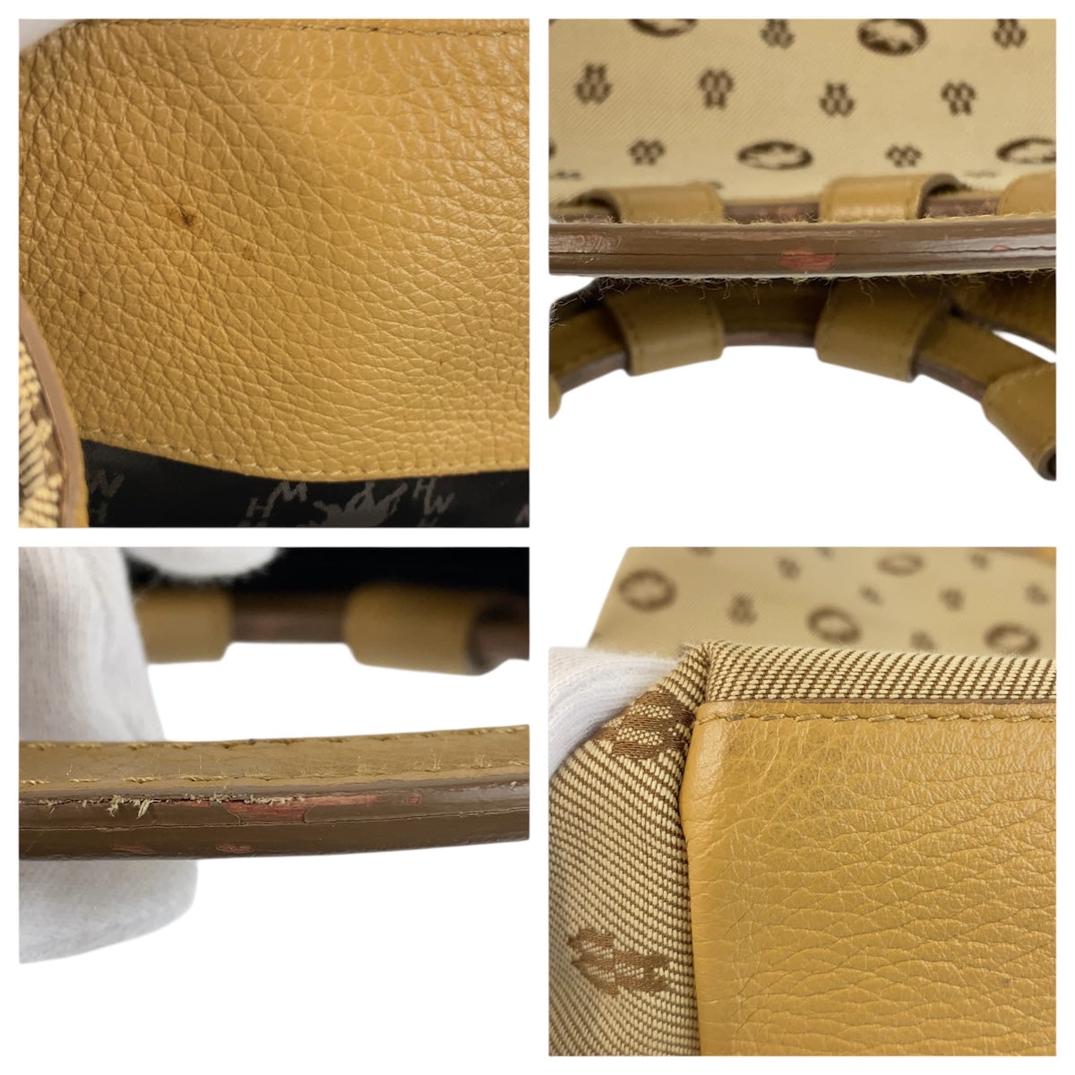 22268
HUNTING WORLD ハンティングワールド ベージュ ブラウン キャンバス / レザー トートバッグ ハンドバッグ レディース AB7