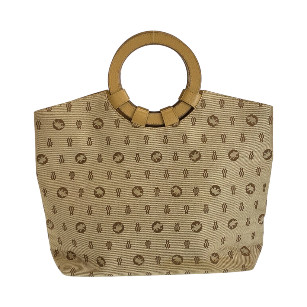 22268
HUNTING WORLD ハンティングワールド ベージュ ブラウン キャンバス / レザー トートバッグ ハンドバッグ レディース AB7