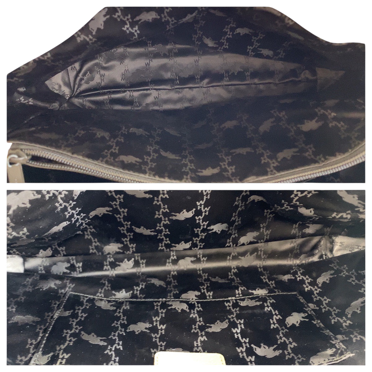 22268
HUNTING WORLD ハンティングワールド ベージュ ブラウン キャンバス / レザー トートバッグ ハンドバッグ レディース AB7