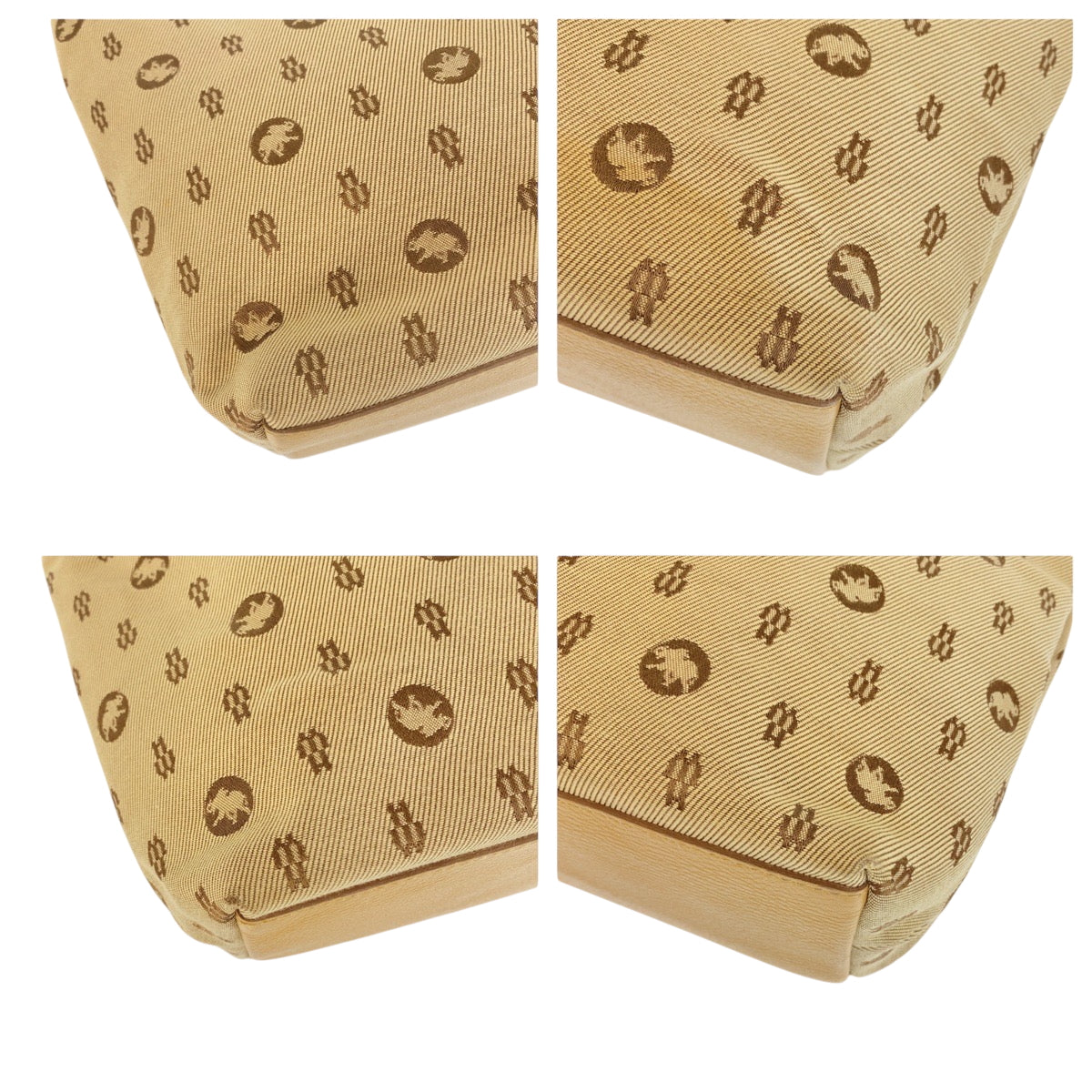 22268
HUNTING WORLD ハンティングワールド ベージュ ブラウン キャンバス / レザー トートバッグ ハンドバッグ レディース AB7