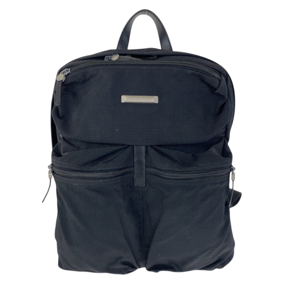 22269
HUNTING WORLD Black Nylon / Leather Backpack with Silver Hardware for Men AB7