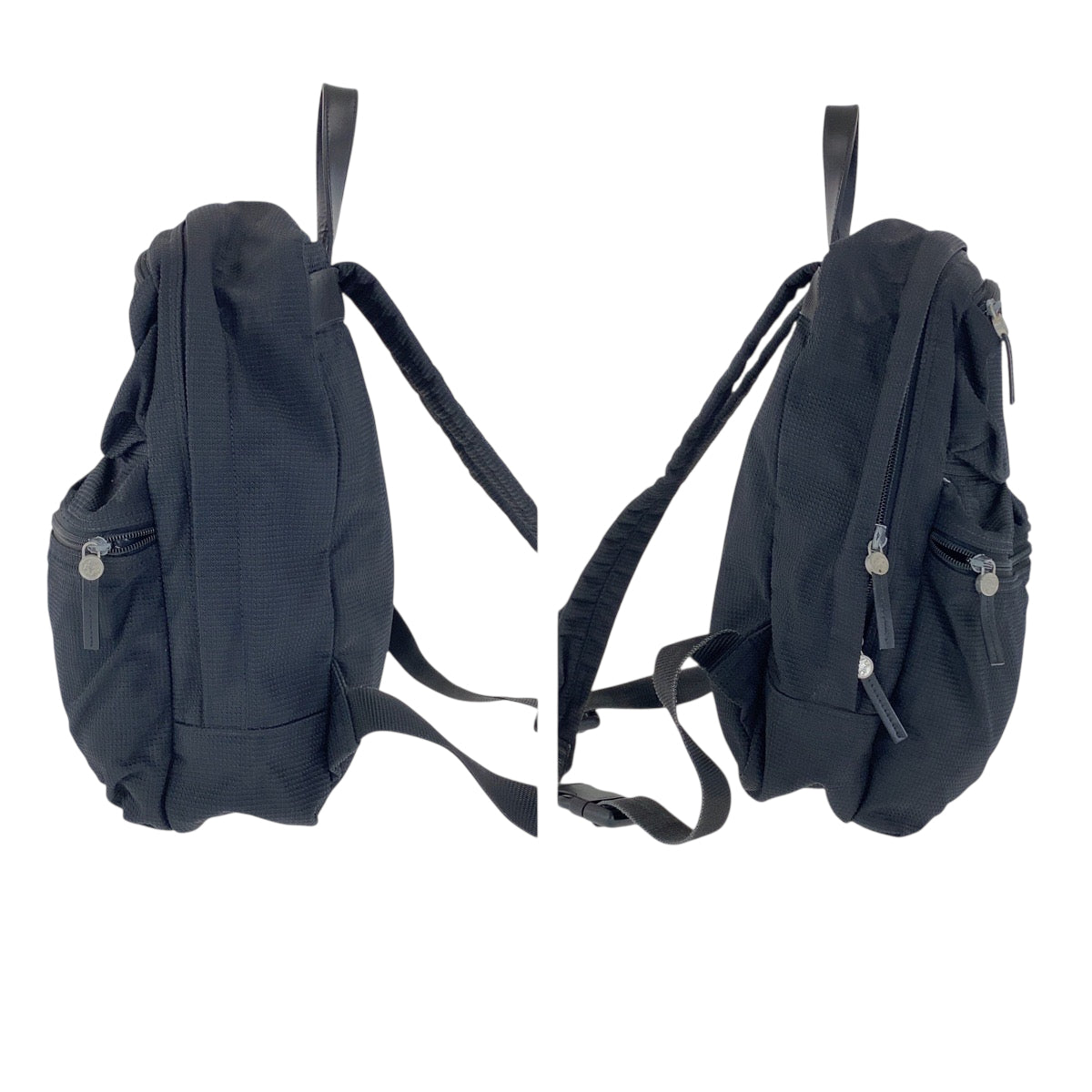 22269
HUNTING WORLD Black Nylon / Leather Backpack with Silver Hardware for Men AB7