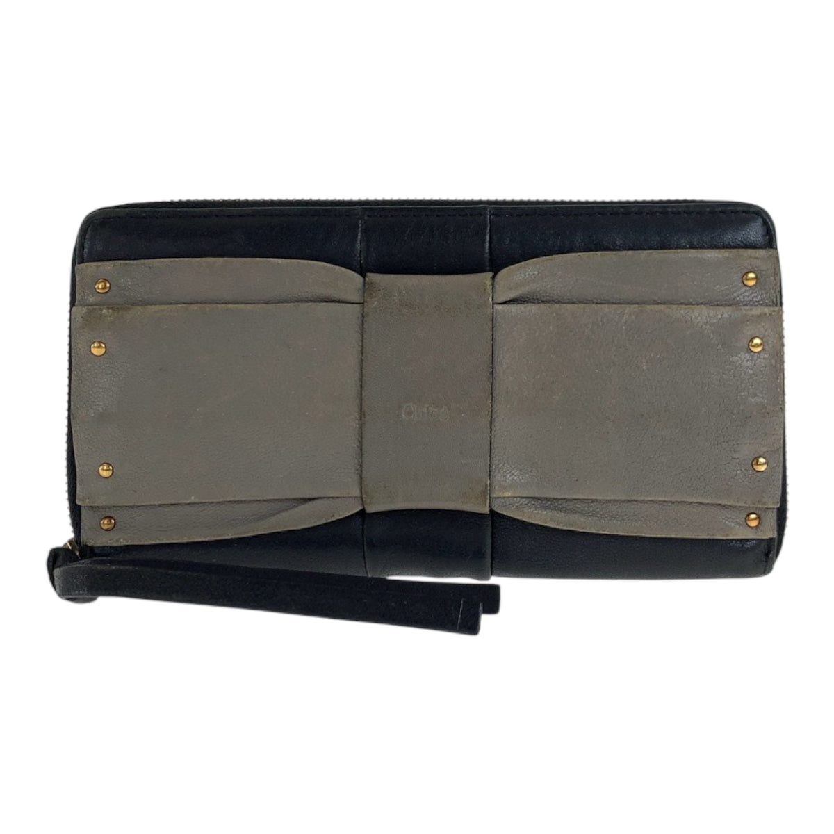 22274
Chloe クロエ ジューン ブラック 黒 グレー ゴールド金具 レザー 長財布 ロングウォレット レディース B2