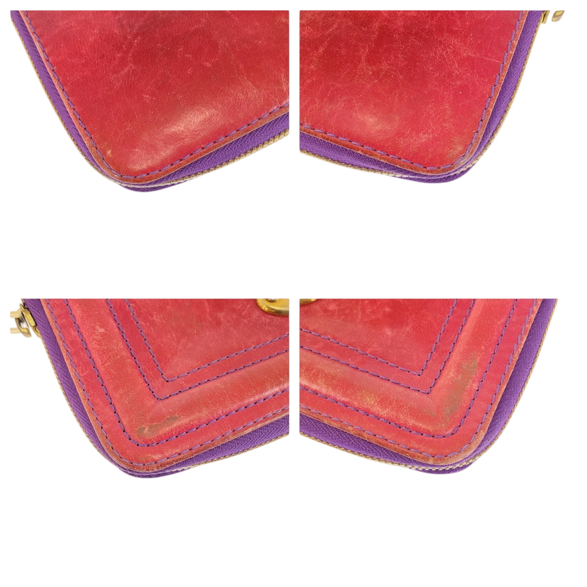 22276
Chloe クロエ レッド パープル ゴールド金具 レザー 長財布 ラウンドファスナー レディース B3