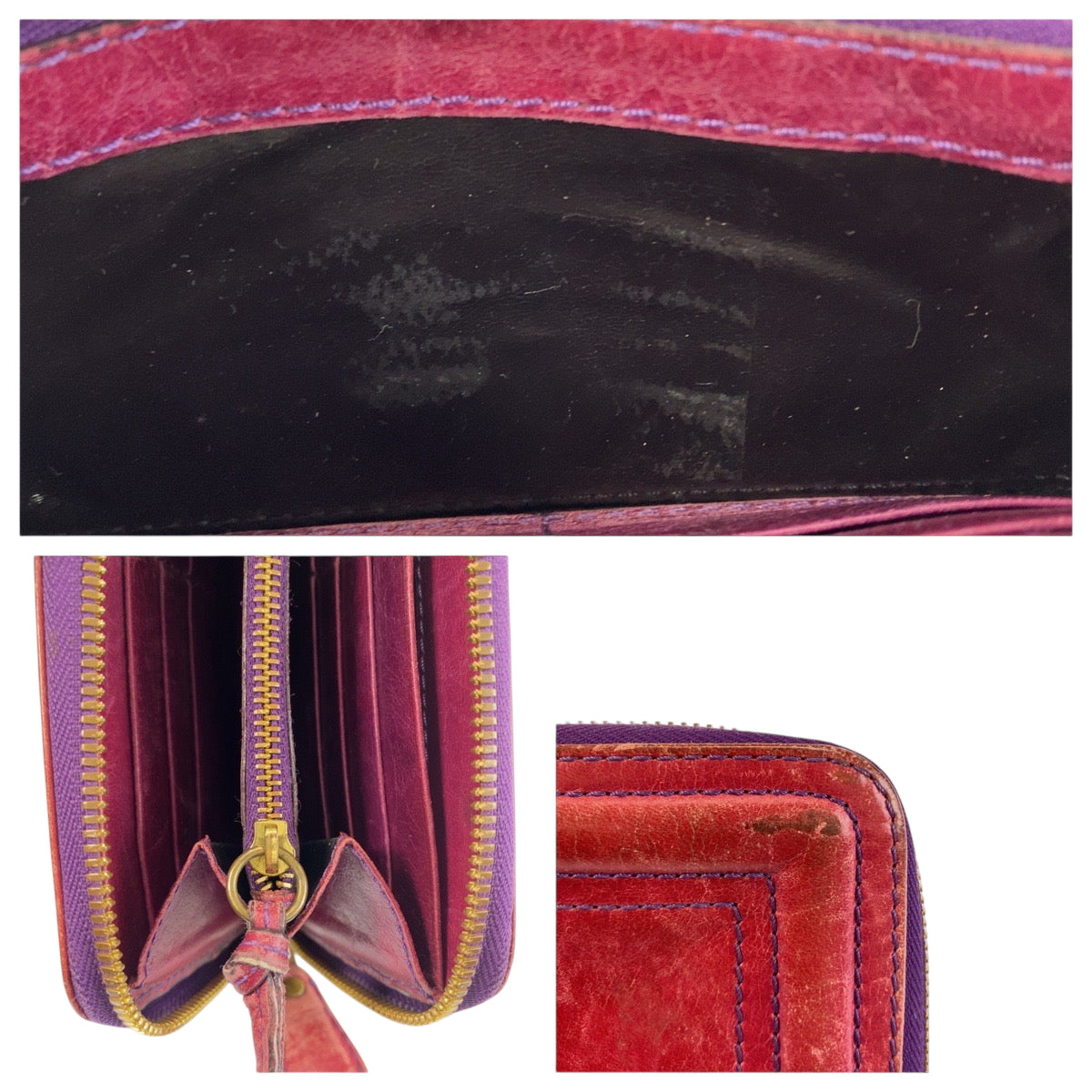 22276
Chloe クロエ レッド パープル ゴールド金具 レザー 長財布 ラウンドファスナー レディース B3