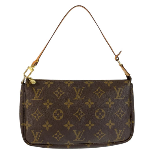 22278
LOUIS VUITTON ルイヴィトン モノグラム ポシェット アクセソワール ブラウン ゴールド金具 PVC / レザー M51980 ハンドバッグ アクセサリーポーチ レディース ABP50