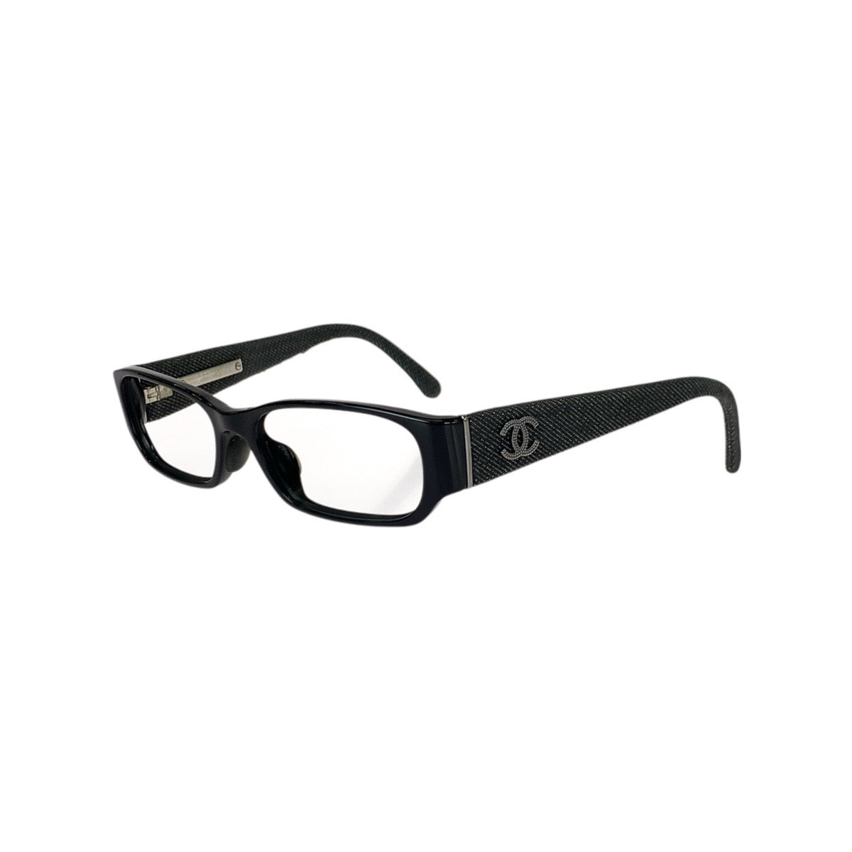 22282
CHANEL Coco Mark Black Silver Hardware Plastic / Denim 3169A 53□16 135 8 Sunglasses Eyeglass Frames Unisex Square Women's AB15