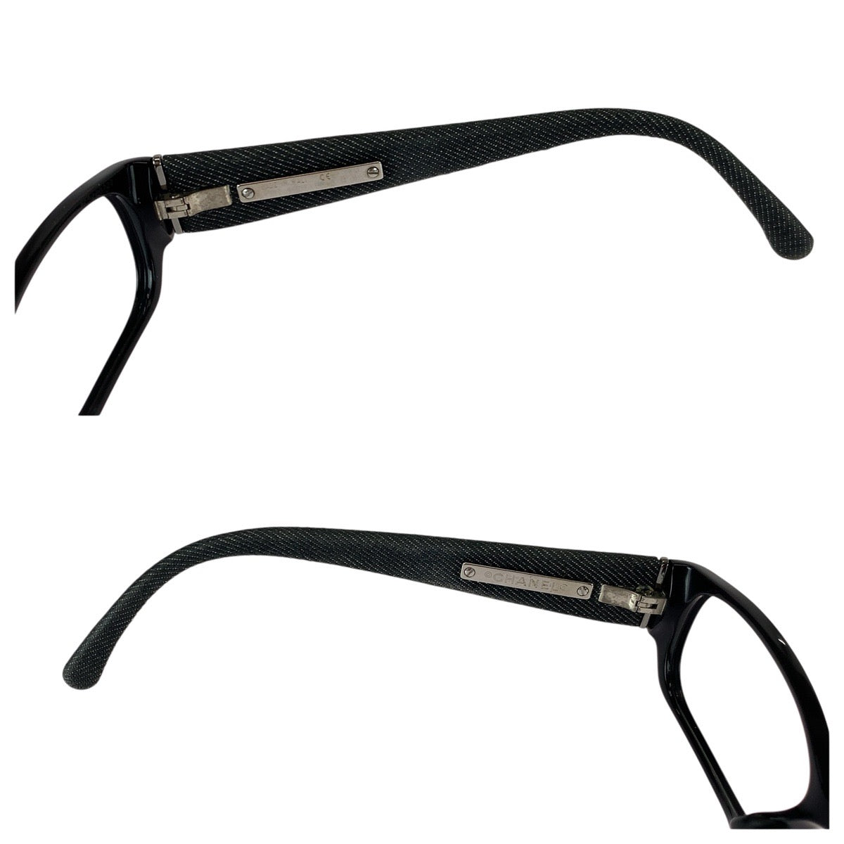 22282
CHANEL Coco Mark Black Silver Hardware Plastic / Denim 3169A 53□16 135 8 Sunglasses Eyeglass Frames Unisex Square Women's AB15