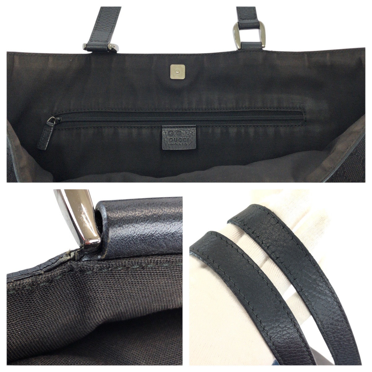 22283
GUCCI グッチ アビー ブラック 黒 シルバー金具 GGキャンバス / レザー 293580 トートバッグ ショルダーバッグ レディース AB35