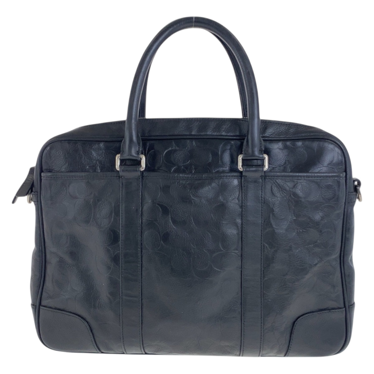 22284
COACH Signature Black Silver Hardware Leather 71247 Business Bag Briefcase Men's AB10