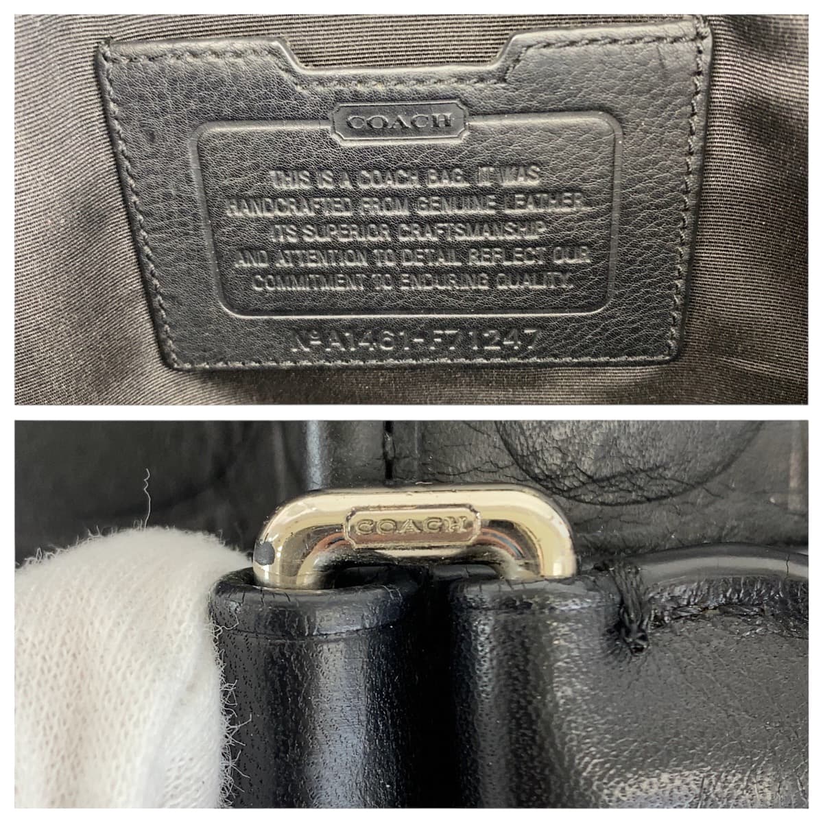 22284
COACH Signature Black Silver Hardware Leather 71247 Business Bag Briefcase Men's AB10