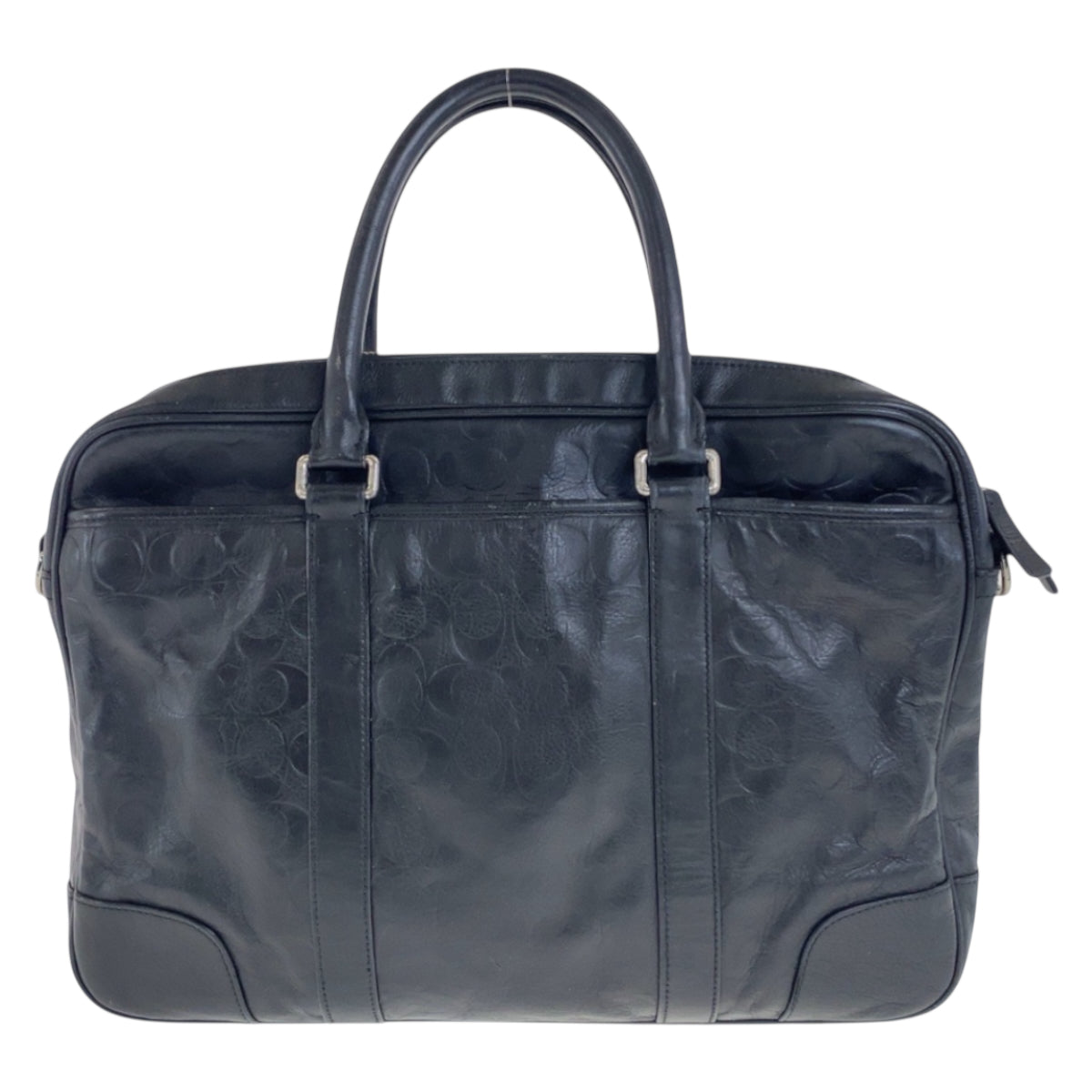 22284
COACH Signature Black Silver Hardware Leather 71247 Business Bag Briefcase Men's AB10