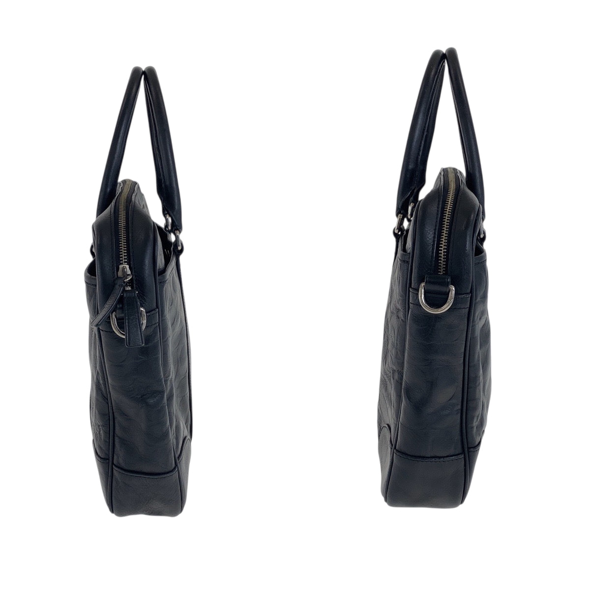 22284
COACH Signature Black Silver Hardware Leather 71247 Business Bag Briefcase Men's AB10