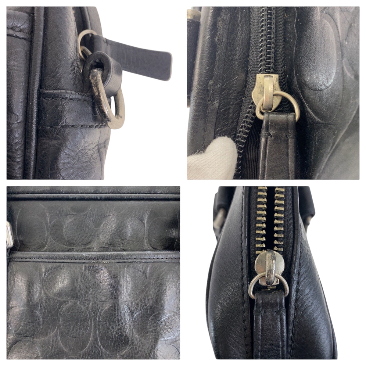 22284
COACH Signature Black Silver Hardware Leather 71247 Business Bag Briefcase Men's AB10