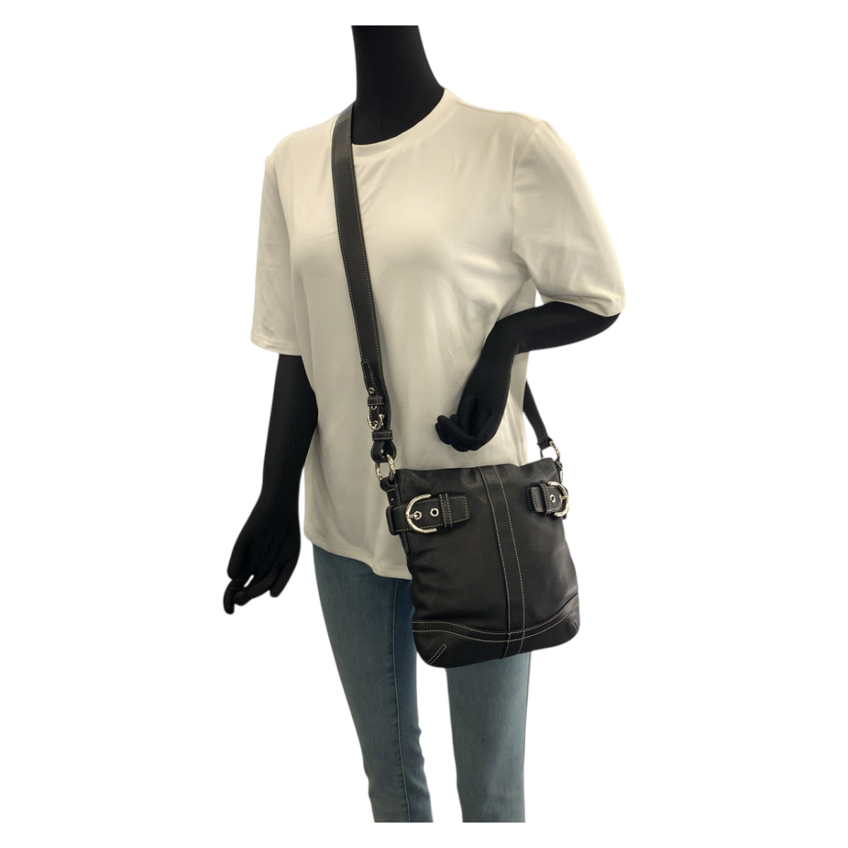 22285
COACH コーチ ブラック 黒 シルバー金具 レザー G05S-3594 ショルダーバッグ メッセンジャーバッグ レディース ABP8