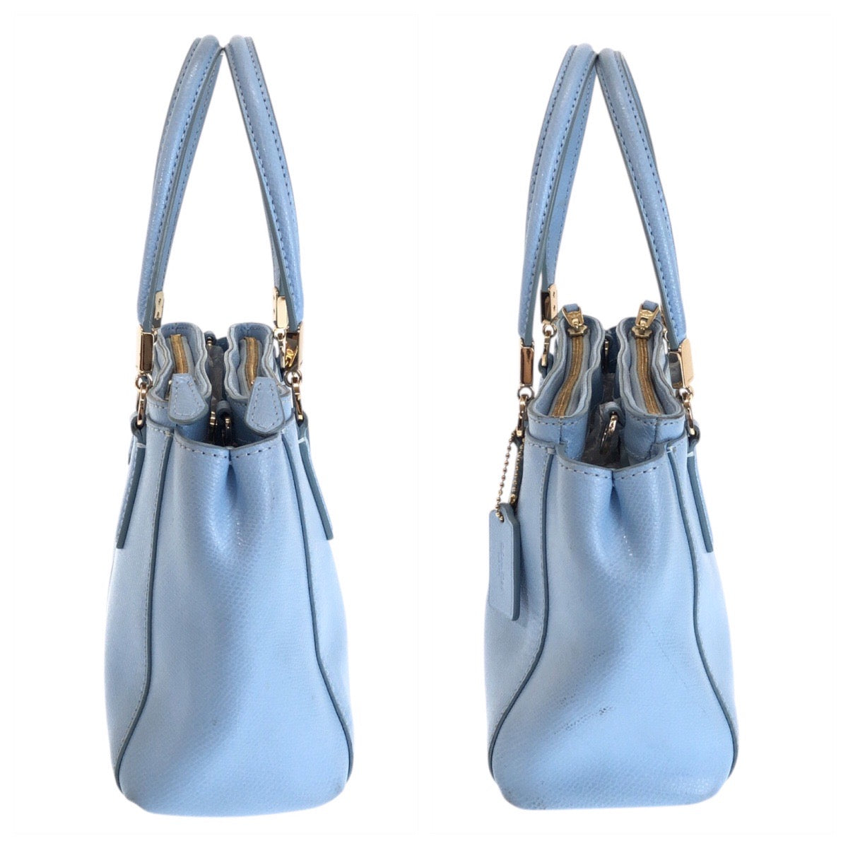 22286
COACH コーチ ミニクリスティキャリーオール ライトブルー ゴールド金具 レザー F34797 ハンドバッグ トートバッグ レディース AB6