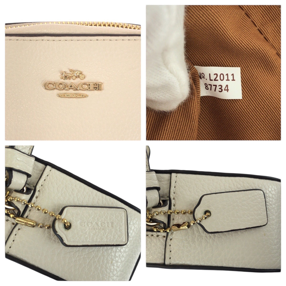 22289
COACH White Gold Hardware Leather L2011 87734 Shoulder Bag Pochette Ladies A10