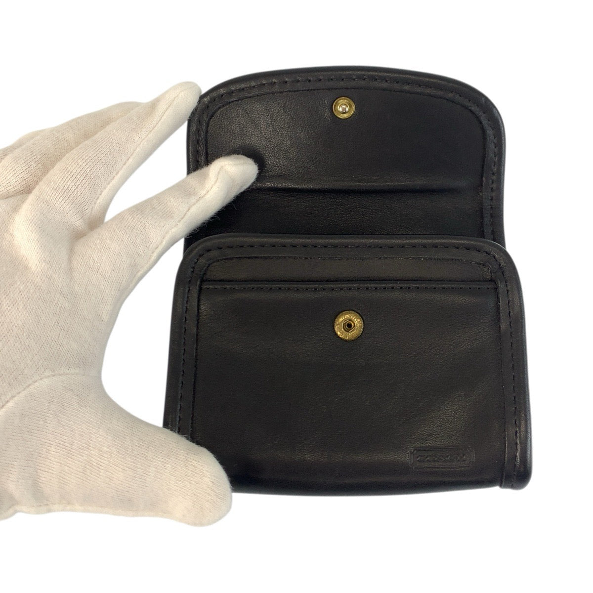 22295
COACH Vintage Old Coach Black Gold Hardware Leather Coin Purse Women's AB2