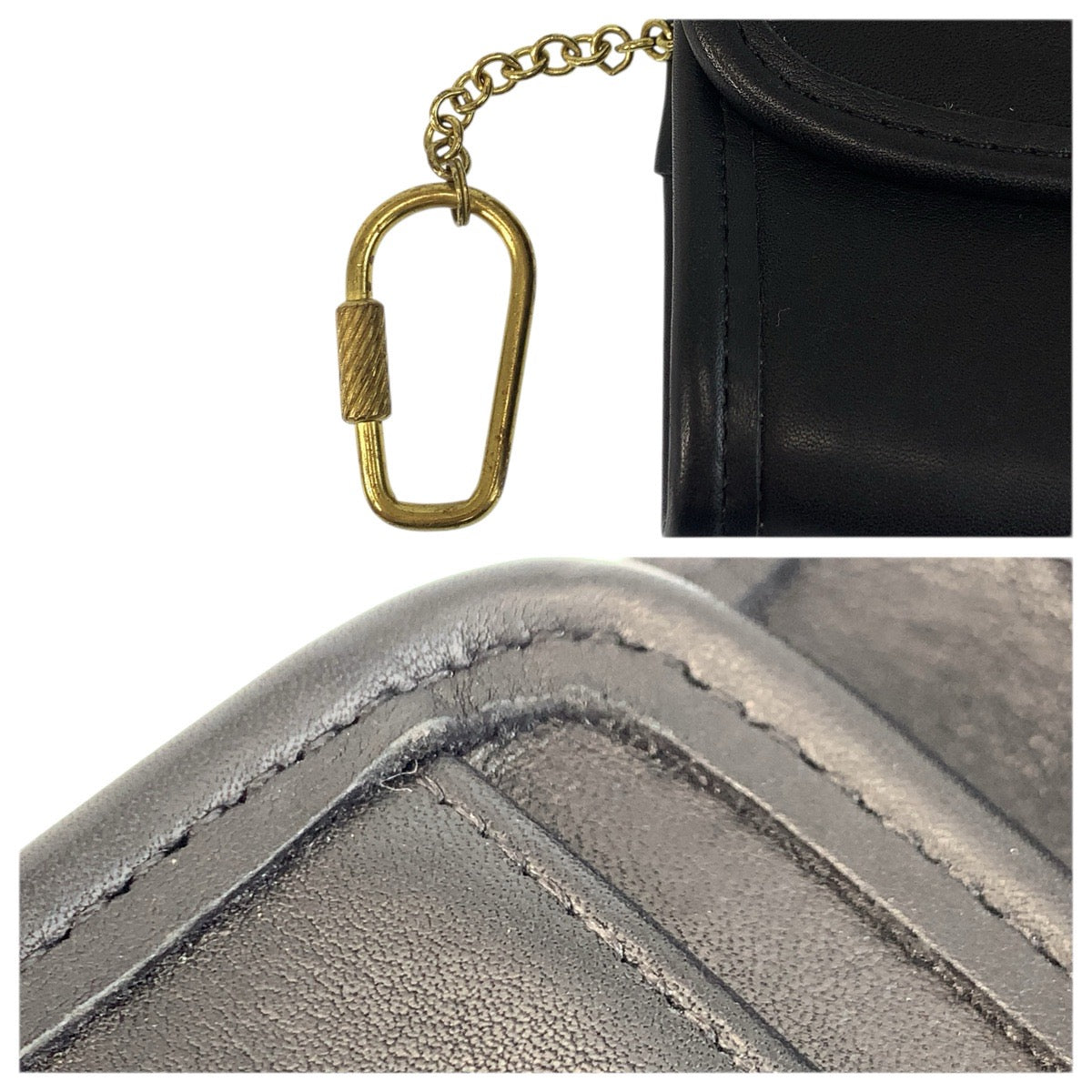 22295
COACH Vintage Old Coach Black Gold Hardware Leather Coin Purse Women's AB2