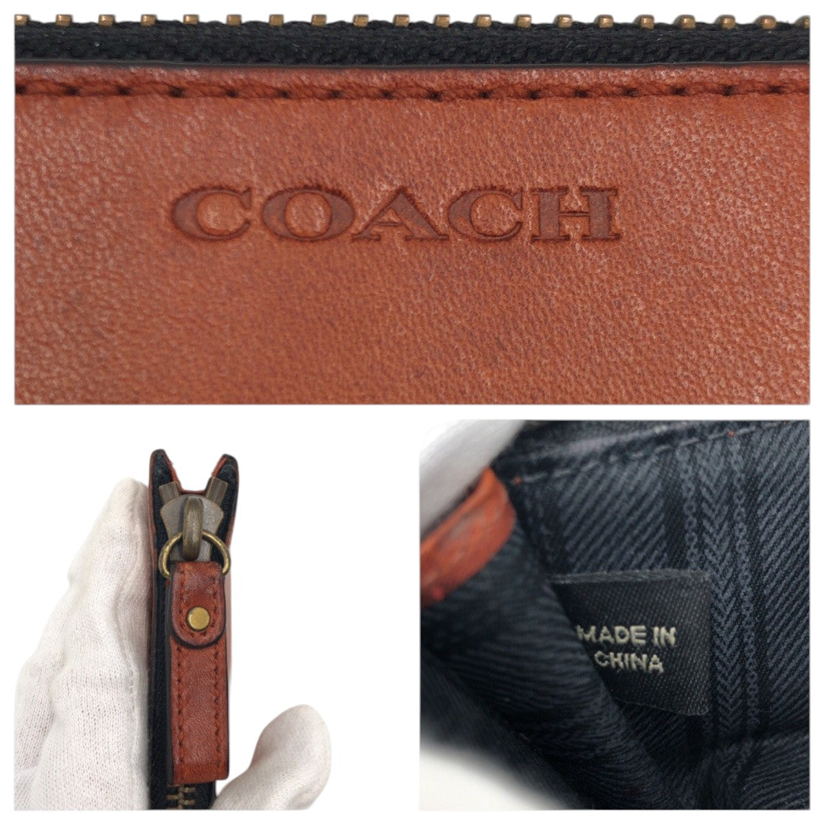 22296
COACH コーチ ブラウン レザー ポーチ ペンケース 男女兼用 レディース AB