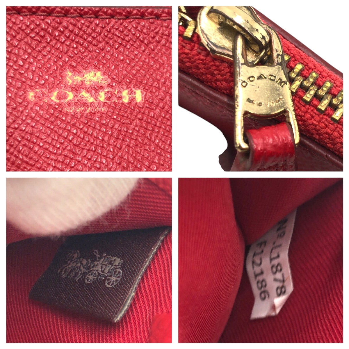 22298
COACH コーチ レッド レザー L1878 コインケース カードケース レディース AB