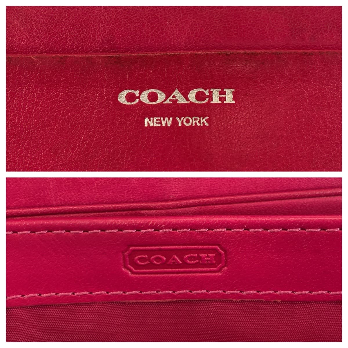 22305
COACH コーチ ピンク シルバー金具 レザー 長財布 ロングウォレット レディース AB4