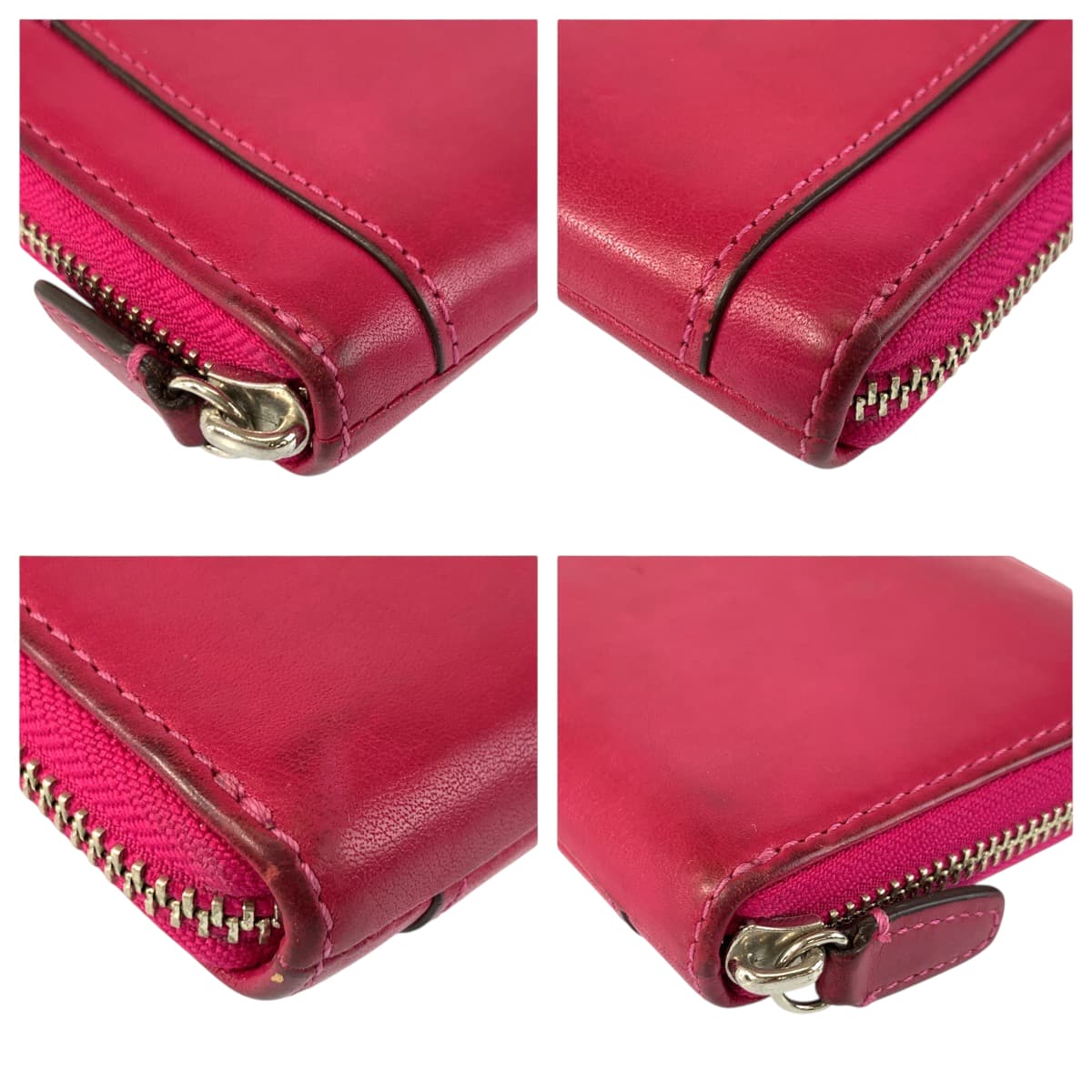 22305
COACH コーチ ピンク シルバー金具 レザー 長財布 ロングウォレット レディース AB4