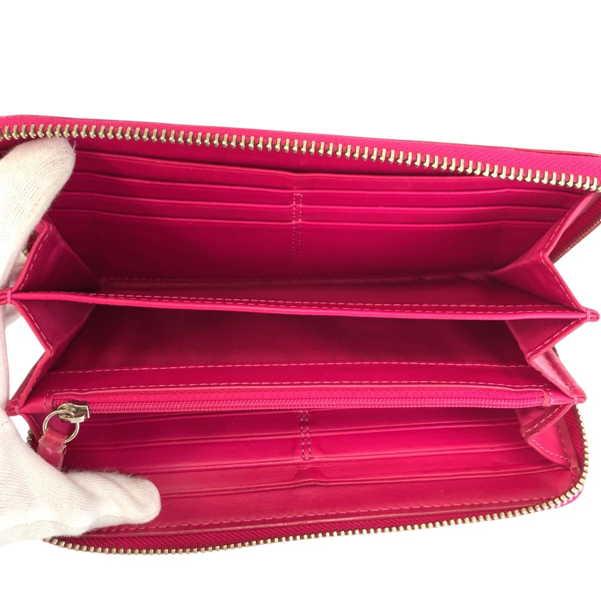 22305
COACH コーチ ピンク シルバー金具 レザー 長財布 ロングウォレット レディース AB4