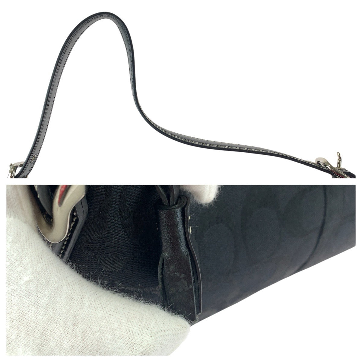 22310
COACH コーチ シグネチャー ブラック 黒 シルバー金具 キャンバス / レザー 8K01 ハンドバッグ レディース ABP6