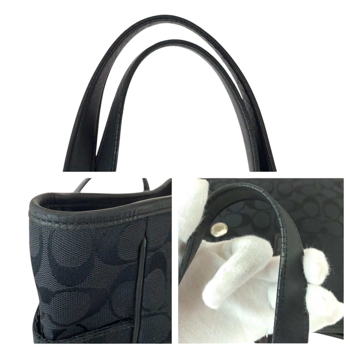 22315
COACH コーチ シグネチャー ブラック 黒 シルバー金具 キャンバス / レザー 7068 トートバッグ ショルダーバッグ レディース AB6