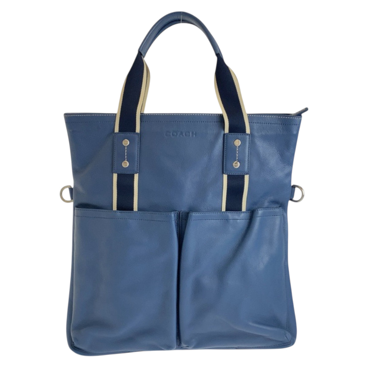 22318
COACH コーチ ブルー 青 シルバー金具 レザー 70558 トートバッグ ビジネスバッグ メンズ AB8