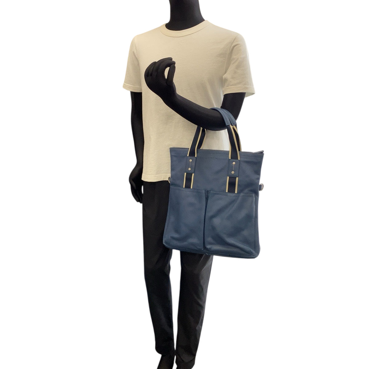 22318
COACH コーチ ブルー 青 シルバー金具 レザー 70558 トートバッグ ビジネスバッグ メンズ AB8