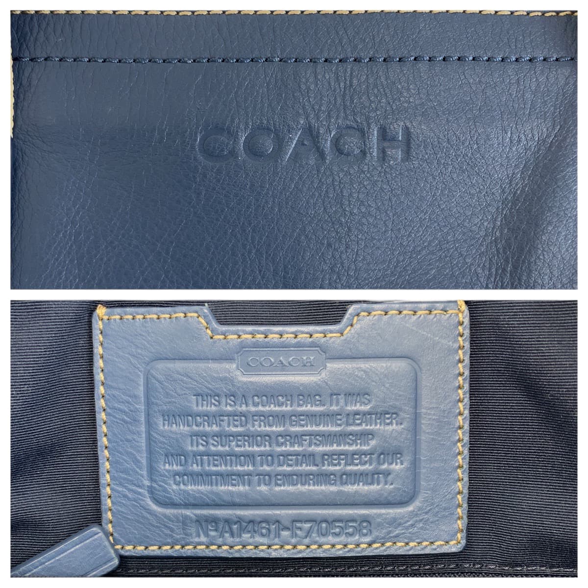 22318
COACH コーチ ブルー 青 シルバー金具 レザー 70558 トートバッグ ビジネスバッグ メンズ AB8