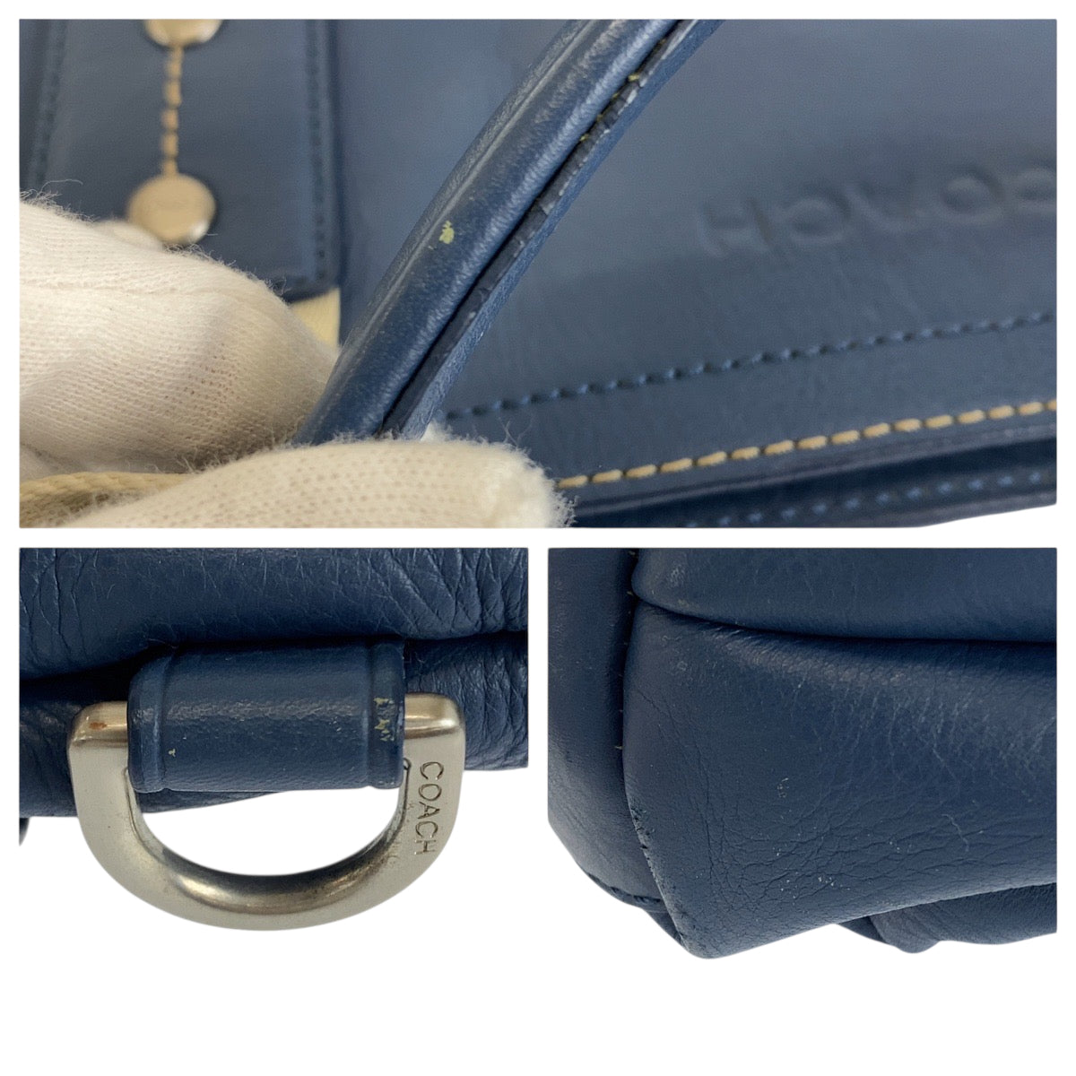 22318
COACH コーチ ブルー 青 シルバー金具 レザー 70558 トートバッグ ビジネスバッグ メンズ AB8