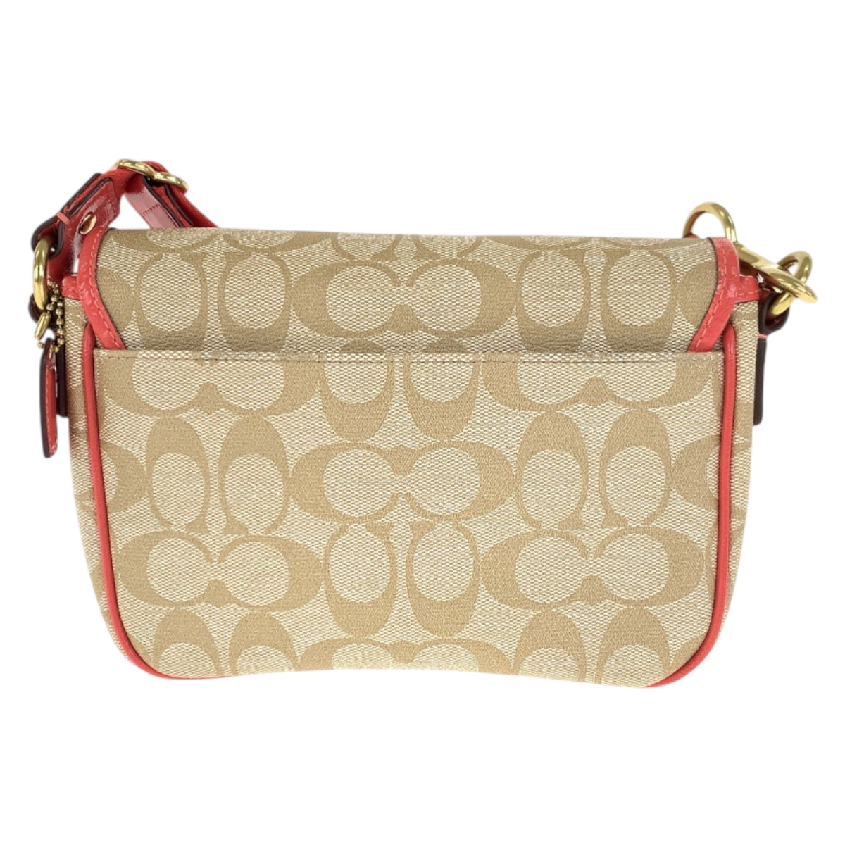 22321
COACH コーチ シグネチャー ベージュ オレンジ ゴールド金具 PVC ショルダーバッグ メッセンジャーバッグ レディース A10