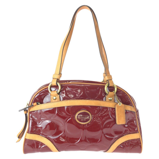 22322
COACH コーチ シグネチャー ワインレッド ボルドー ゴールド金具 パテントレザー F20065 ショルダーバッグ ミニボストンバッグ レディース AB6