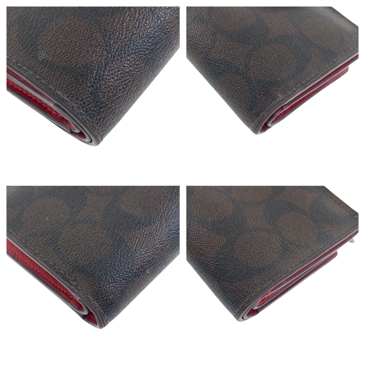 22323
COACH Signature Brown Red Gold Hardware PVC / Leather C0082 Bi-fold Wallet Compact Wallet Women's ABP3